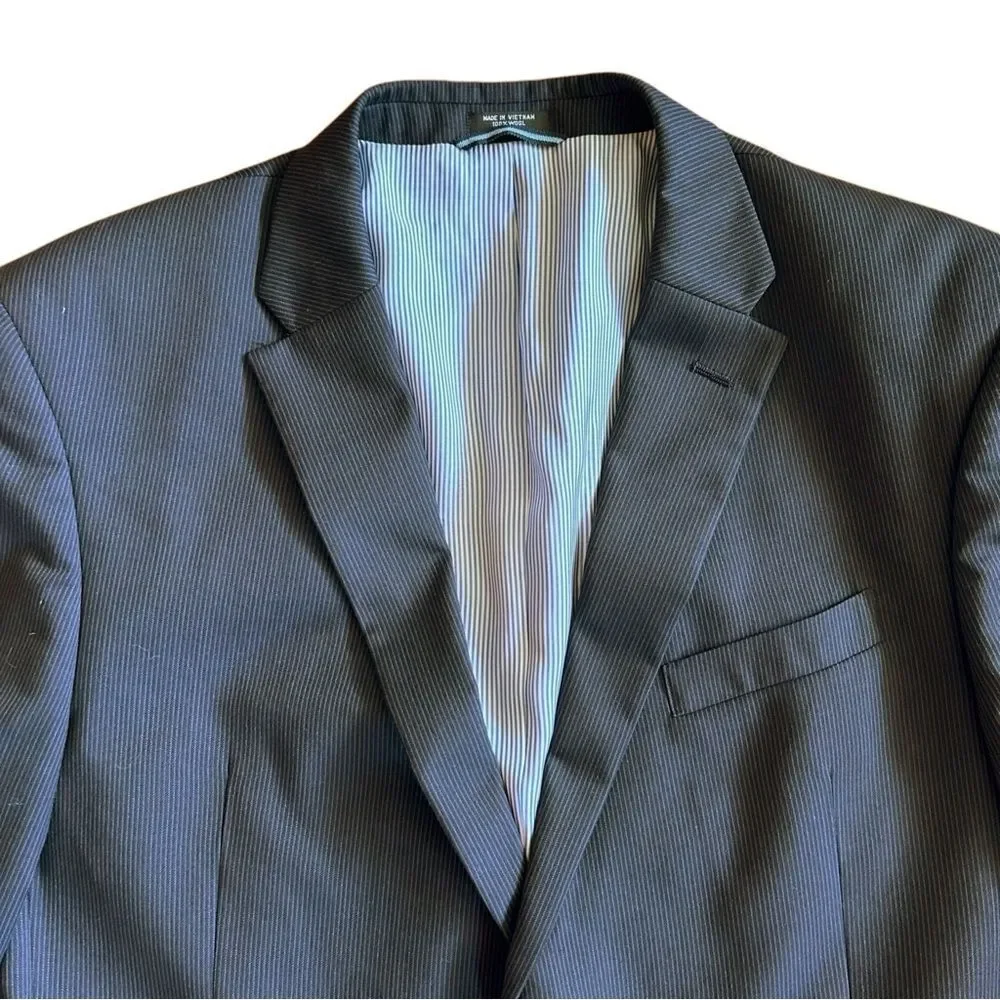 Tommy Hilfiger Blazer Men’s Size 46 R Grey Pin Stripe Suit Jacket Wool‎